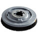 A round white nylon brush head for a Minuteman Front Runner floor cleaning machine.