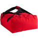 A red Cambro insulated delivery bag with black straps.