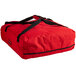 A red Cambro Insulated Pizza Delivery GoBag with black straps and a zipper.