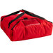 A red Cambro insulated pizza delivery bag with black straps.