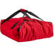 A red Cambro Insulated Premium Pizza Delivery GoBag with black straps and handles.