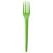 A green Eco-Products compostable plastic fork with a white background.
