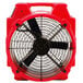 A red B-Air Polar Bear axial fan with black blades and handle.