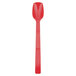 A red polycarbonate salad bar spoon with a handle.