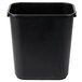A black plastic Continental rectangular wastebasket with a lid.