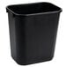 A black plastic Continental rectangular wastebasket.