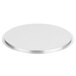 A round silver pot / pan cover with a silver rim on a white background.