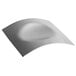 A Tablecraft brushed stainless steel square spoon rest with a curved edge.
