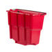 A red Rubbermaid WaveBrake dirty water bucket with black handles.