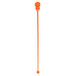 An orange plastic drink stirrer with a ball on the end.