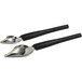 The Mercer Culinary stainless steel precision spoon set with black handles.