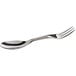A silver stainless steel tasting spoon with a fork on the end.