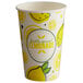 A white paper cup with lemons on it.