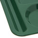 A Carlisle forest green melamine tray with 6 compartments.
