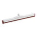 A red and white Carlisle floor squeegee with a plastic frame.