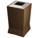 A brown rectangular Commercial Zone waste container with a square stainless steel lid.