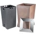 A Commercial Zone ModTec old bronze square waste container with a stainless steel lid.