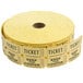 A roll of yellow Carnival King customizable raffle tickets.