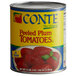 A #10 can of Conte Whole Peeled Plum Tomatoes in puree.