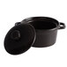 An Acopa Keystone black stoneware mini casserole dish with lid.