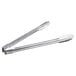 Two Vollrath stainless steel tongs with scalloped edges.