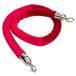 A red corded leash with silver clasps.