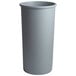 A gray Rubbermaid commercial trash can.