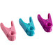 A group of Fox Run plastic clips in blue, pink, and yellow.