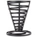 An American Metalcraft wrought iron cone basket with a black spiral design and handle.