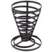 An American Metalcraft wrought iron basket with a black spiral design and round base.