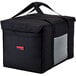 A black Cambro insulated food delivery bag with a silver handle.