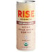 A can of Rise Brewing Co. Organic Oat Milk Latte Nitro Cold Brew Coffee with a label.