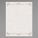 A white paper with a tan swirl border.