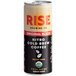 A can of Rise Brewing Co. Organic Original Black Nitro Cold Brew Coffee with a label.