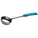 A Vollrath teal stainless steel Spoodle with a Grip 'N Serve handle.