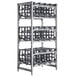 A metal rack with several baskets on it.