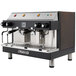 An Astra Mega II semi-automatic espresso machine in black and stainless steel.
