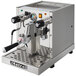 An Astra Gourmet semi-automatic pourover espresso machine with a stainless steel and black design.