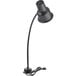 A black Avantco countertop bulb warmer heat lamp with a flexible neck.