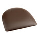 A brown vinyl padded seat cushion for a Lancaster Table & Seating cross back chair.