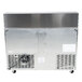 The back of a Traulsen stainless steel refrigerated sandwich prep table with left and right hinged doors.