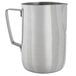 An Acopa stainless steel pitcher with a handle.