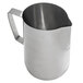 An Acopa stainless steel pitcher with a handle.