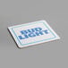 A white square paper coaster with blue text that reads "bud light"