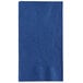 A navy blue paper dinner napkin with a white border.