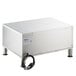A white rectangular stainless steel drawer warmer with a power cord.
