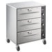 A silver stainless steel ServIt freestanding drawer warmer with knobs and buttons.