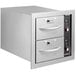 A stainless steel ServIt double narrow built-in drawer warmer with two drawers.