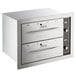 A silver rectangular ServIt double built-in drawer warmer with knobs and buttons.