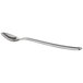A silver spoon with a stainless steel handle.